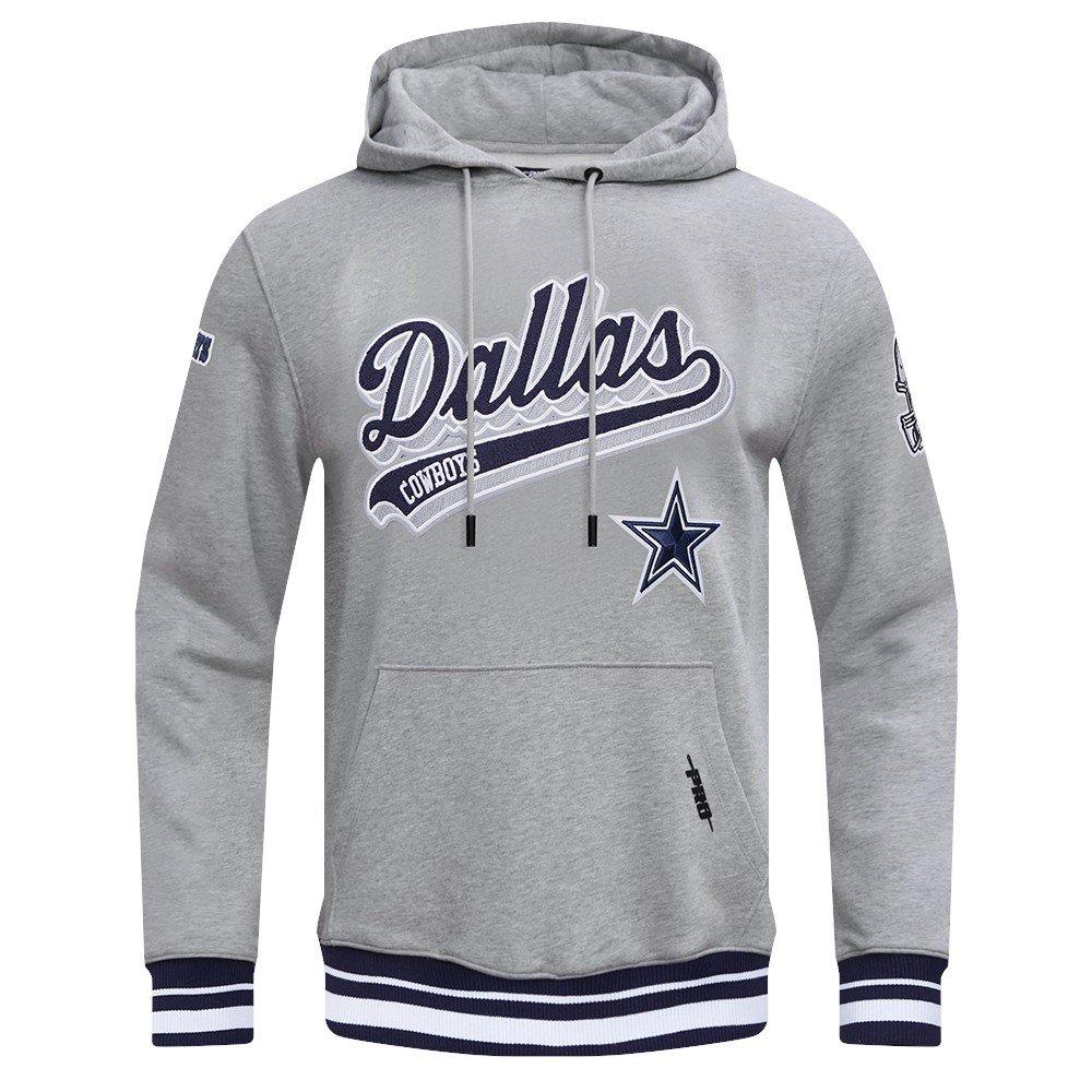 Pro Standard Men's NFL Dallas Cowboys Script Tail Rib Fleece Pullover Hoodie - Grey/Navy - GREY/NAVY